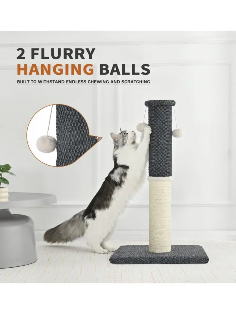 Tall Cat Scratching Post with Sisal & Carpet, 33